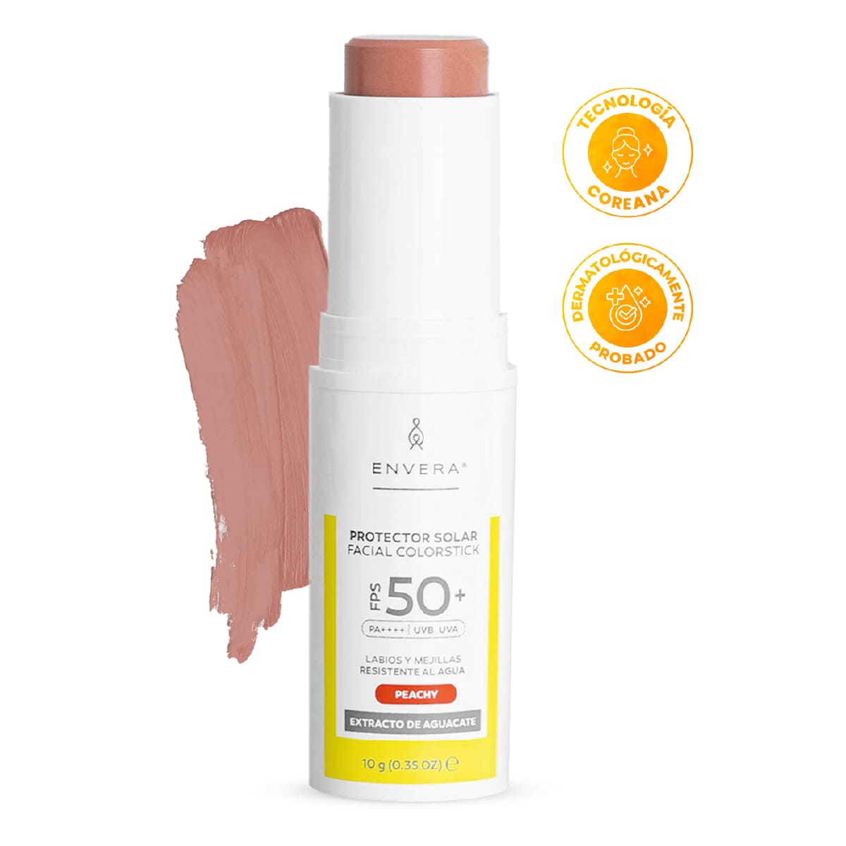 Envera Protector Solar en barra con color Peachy FPS50+ UVA/UVB PA++++ 50 ml