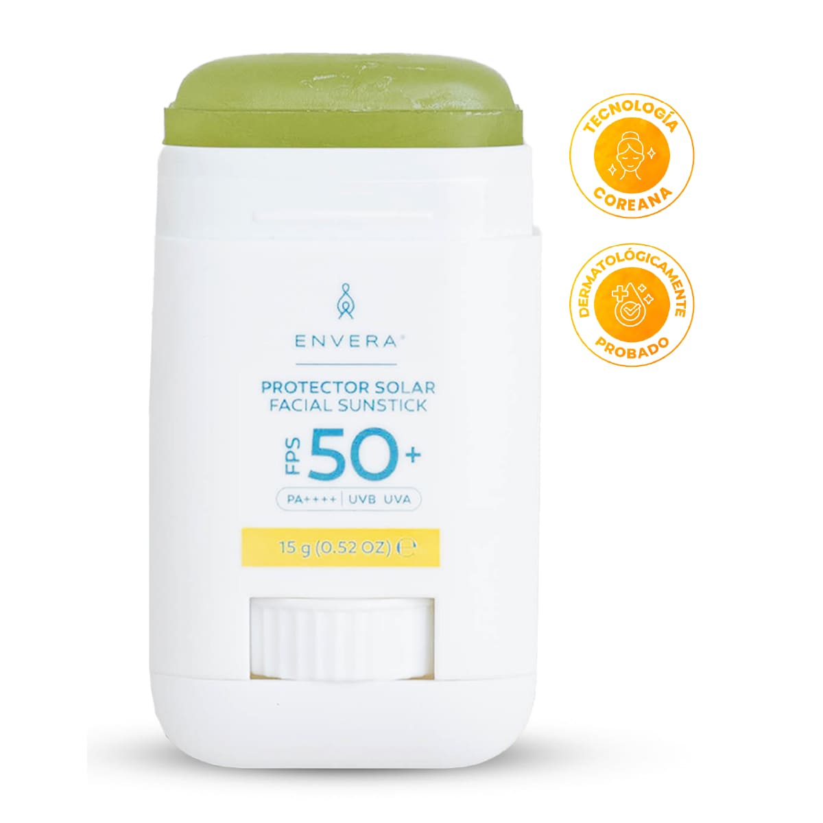 Envera Protector Solar en barra stick transparente FPS50+ UVA/UVB PA++++ 15 gr