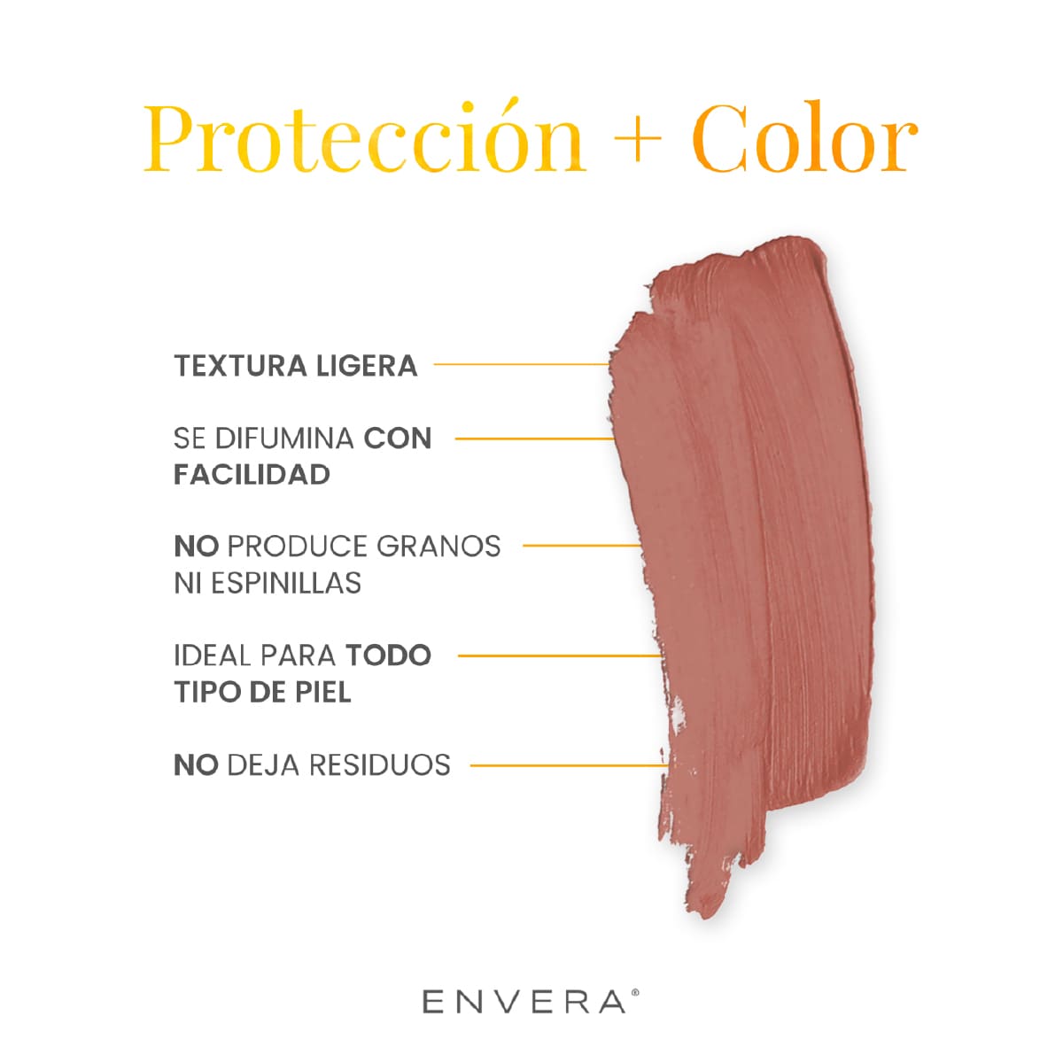 Envera Protector Solar en barra con color Peachy FPS50+ UVA/UVB PA++++ 50 ml