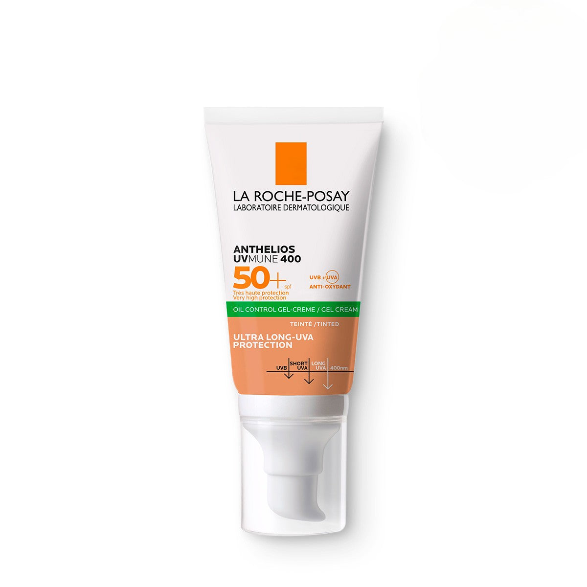 La Roche-Posay Protector Solar Anthelios UVMune 400 Oil Control Gel-Crema con color FPS 50+ para piel grasa, mixta y con tendencia a imperfecciones 50 ml