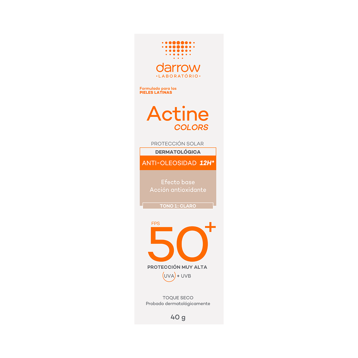 Darrow Actine Colors Protector Solar FPS50+ para piel grasa tono Claro 40 gr