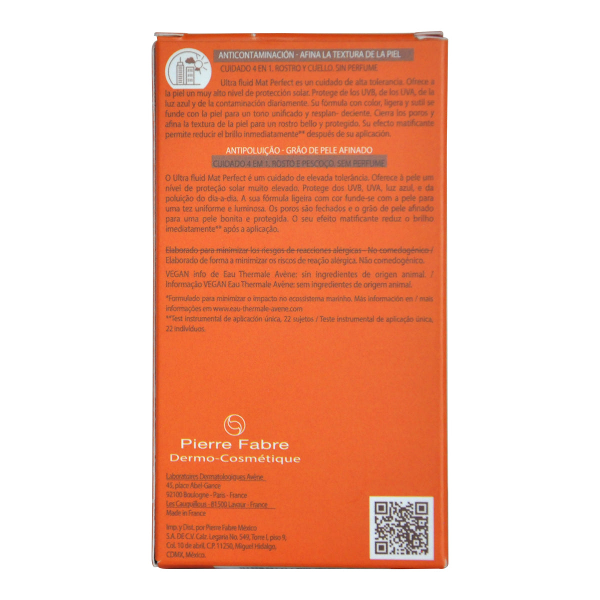 Avene Mat Perfect Ultra Fluido con color protector solar para piel mixta grasa y sensible FPS50+ 50 ml