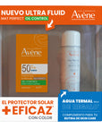 Avene kit protector solar con color fps50 ultra fluido oil control mat perfect 50ml+ Agua termal 50ml.