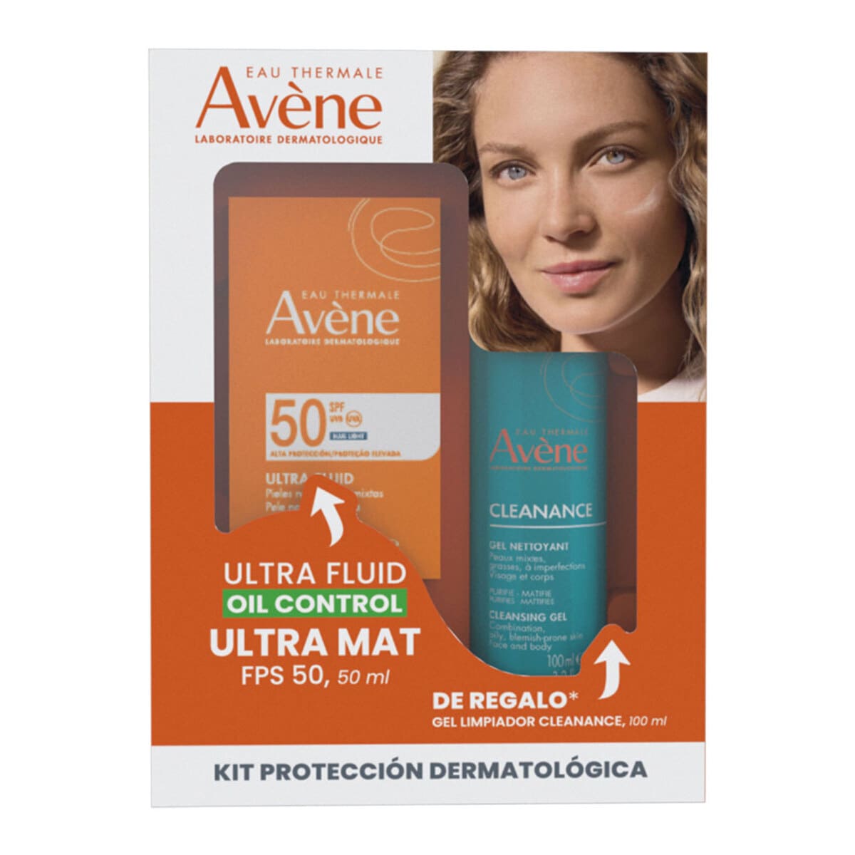Avene Kit Protector Solar Ultra Fluid Oil Control Ultra Mat FPS50 50ml + Cleanance Gel Limpiador 100ml