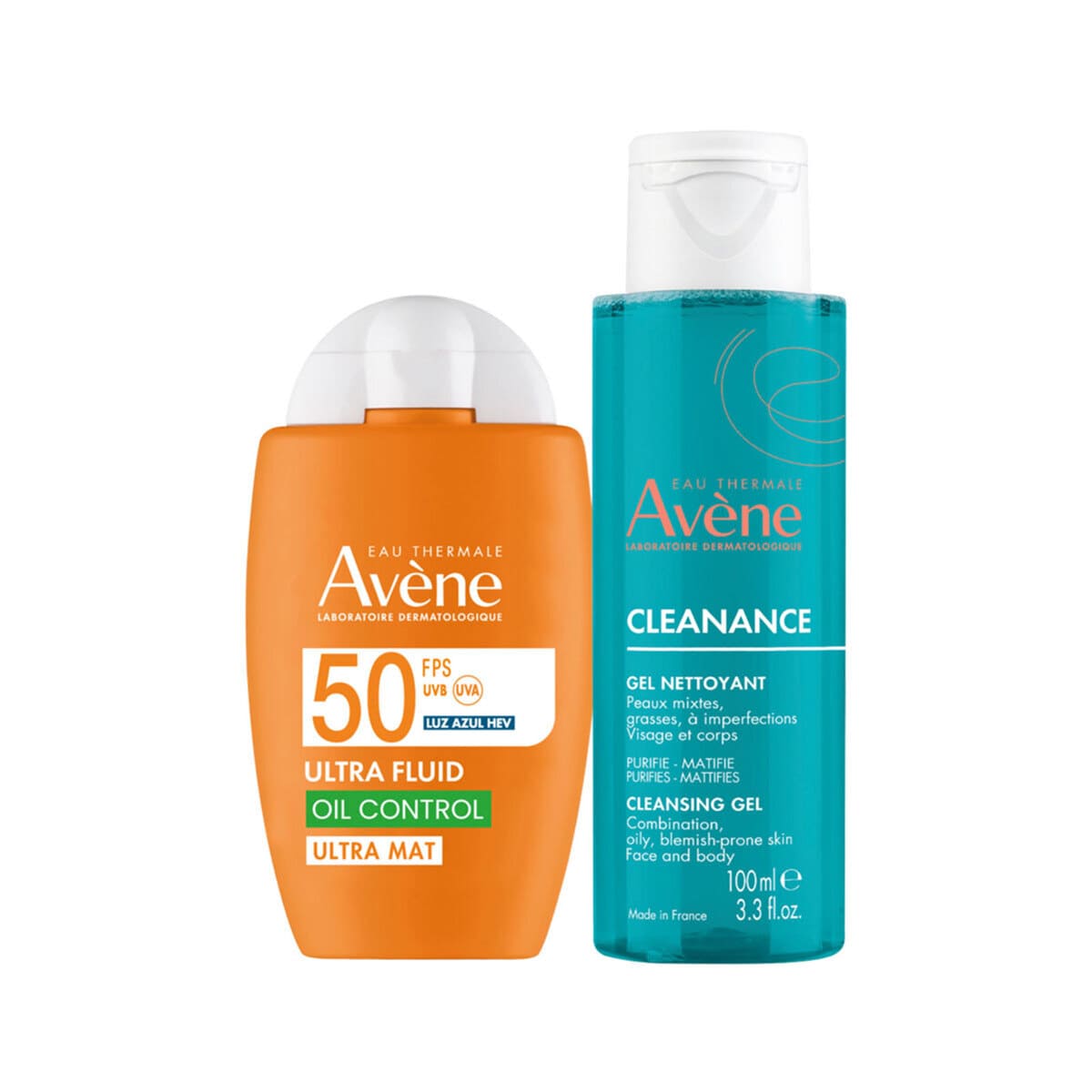 Avene Kit Protector Solar Ultra Fluid Oil Control Ultra Mat FPS50 50ml + Cleanance Gel Limpiador 100ml