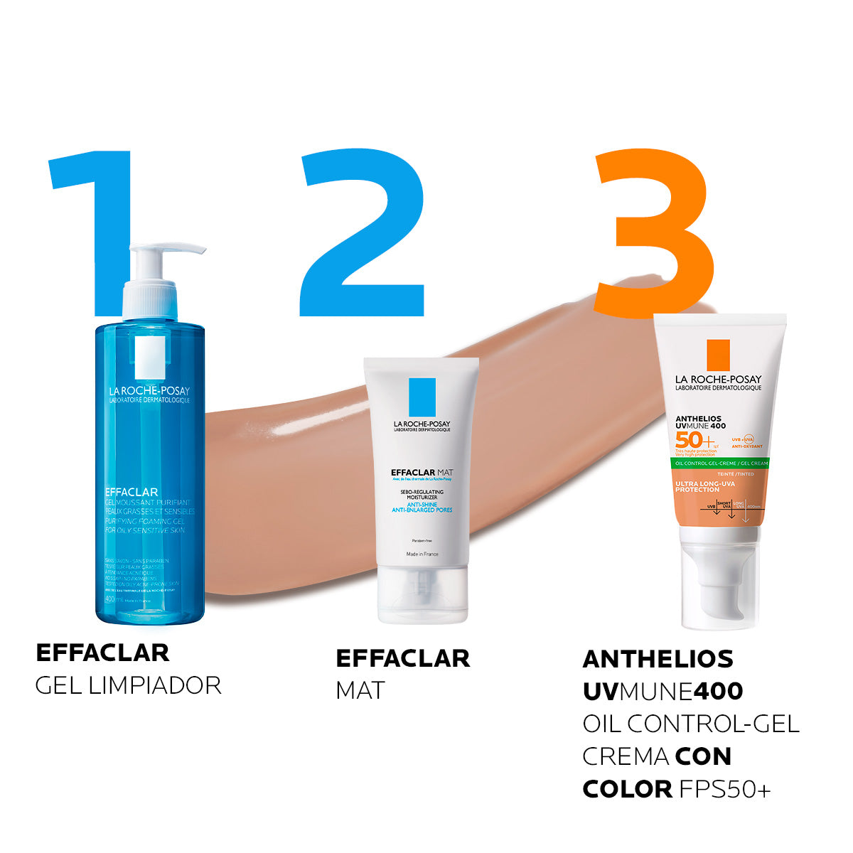 La Roche-Posay Protector Solar Anthelios UVMune 400 Oil Control Gel-Crema con color FPS 50+ para piel grasa, mixta y con tendencia a imperfecciones 50 ml