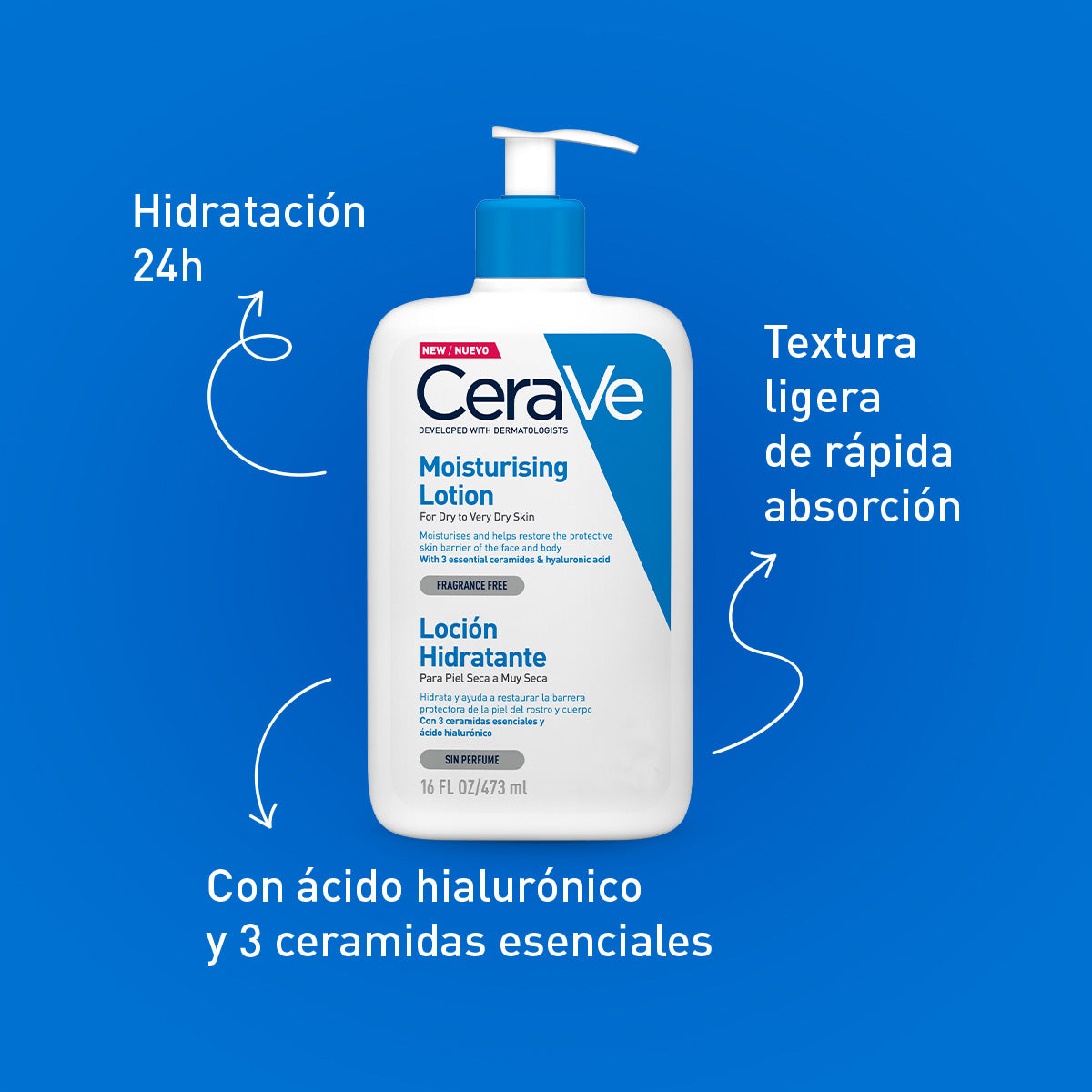 CeraVe Loción hidratante para piel seca 473 ml
