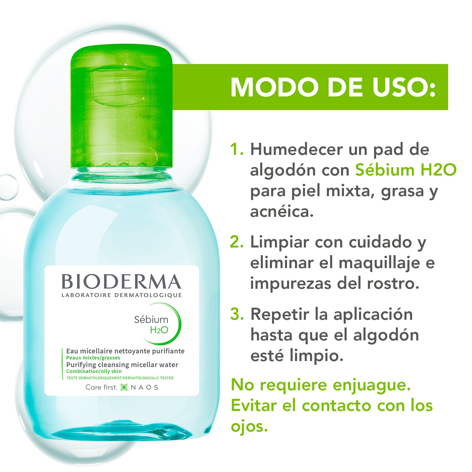 Bioderma Sébium H2O Agua micelar desmaquillante para piel mixta a grasa 100 ml