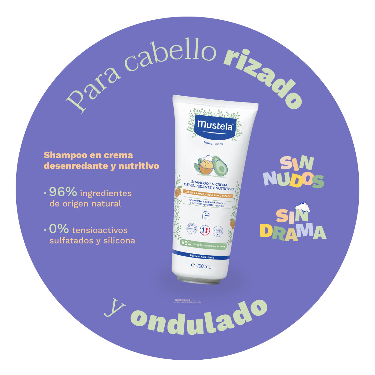 Mustela Shampoo en crema Desenredante y Nutritivo 200ml.