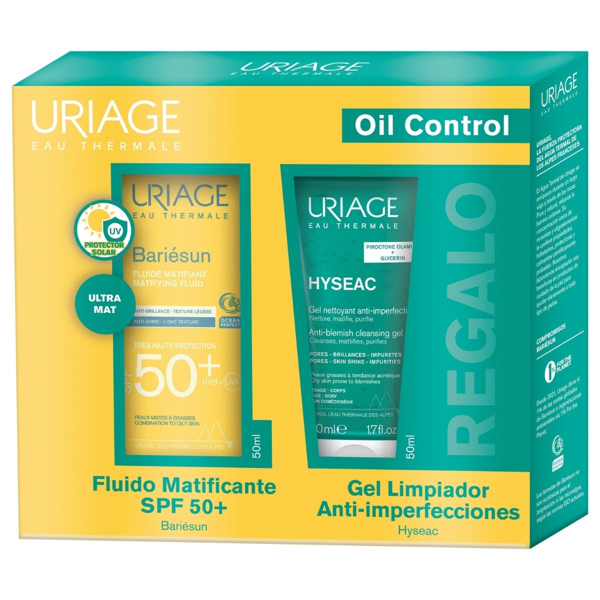 Uriage Kit Bariésun Fluido Mat SPF50+ 50ml + Hyseac Gel Limpiador 50ml