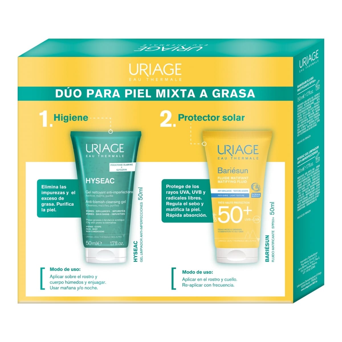 Uriage Kit Bariésun Fluido Mat SPF50+ 50ml + Hyseac Gel Limpiador 50ml
