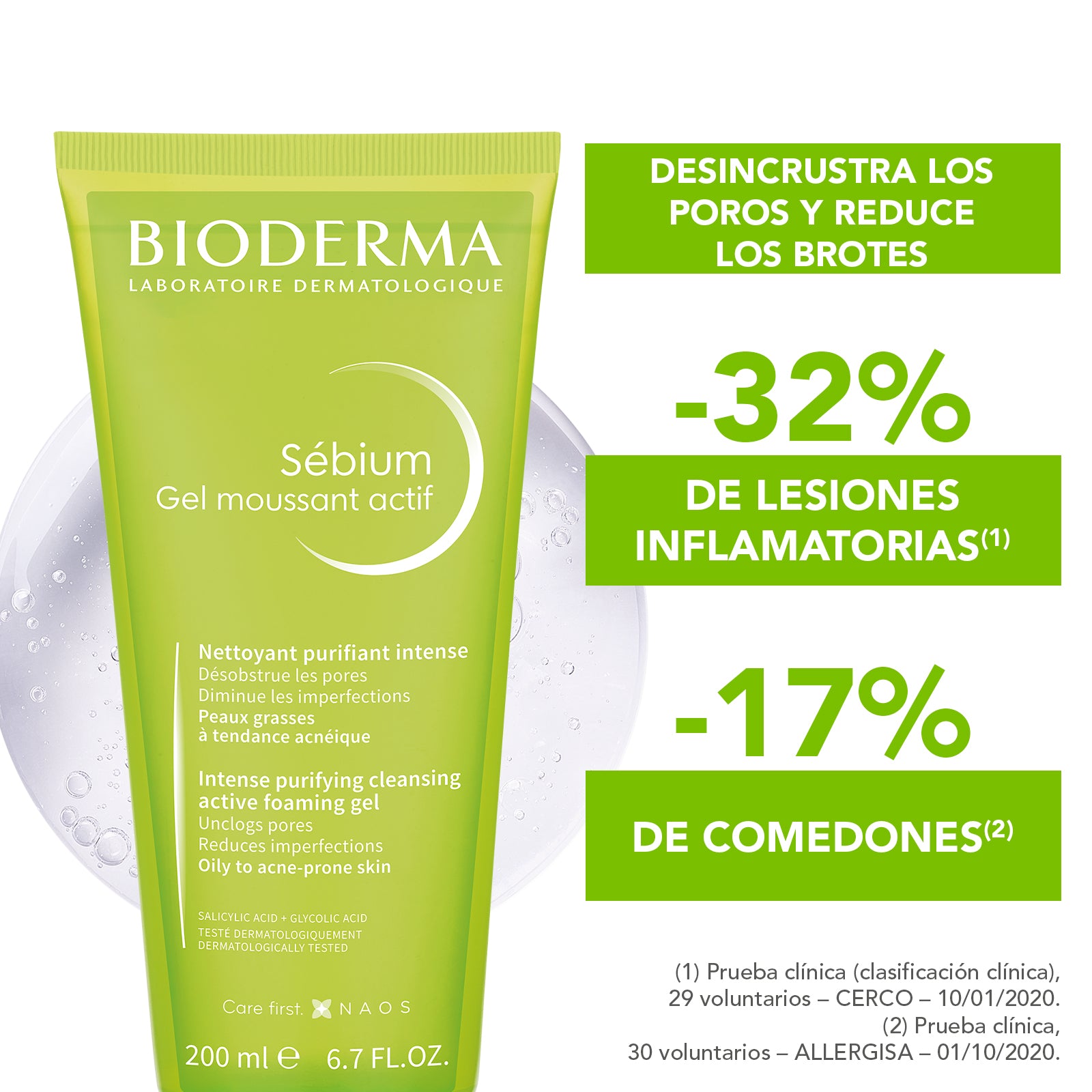 Bioderma Sébium Gel Moussant Actif Limpiador activo anti-acné 200 ml