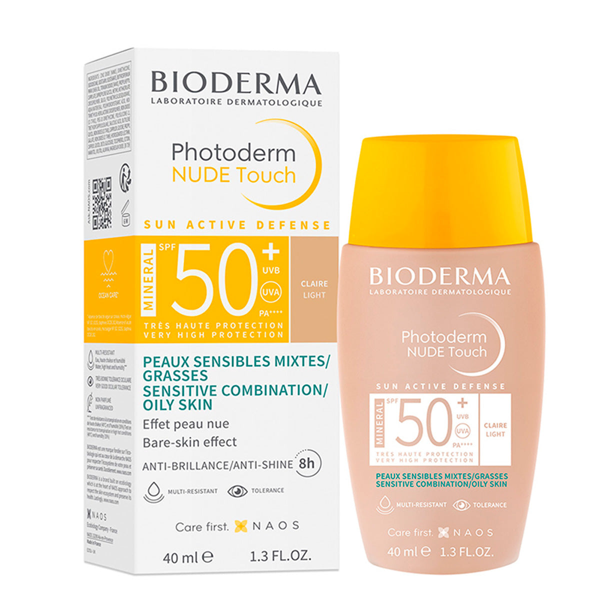 Bioderma Photoderm Nude Touch FPS 50+ Tono Claro, Protección solar facial, 40ml