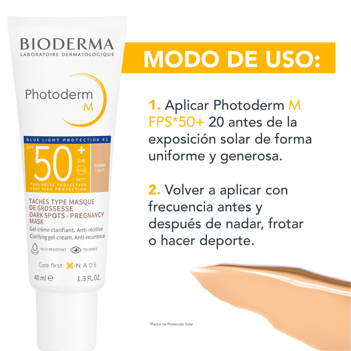 Bioderma Photoderm M FPS50+ Protector solar facial contra el melasma tono Claro 40 ml