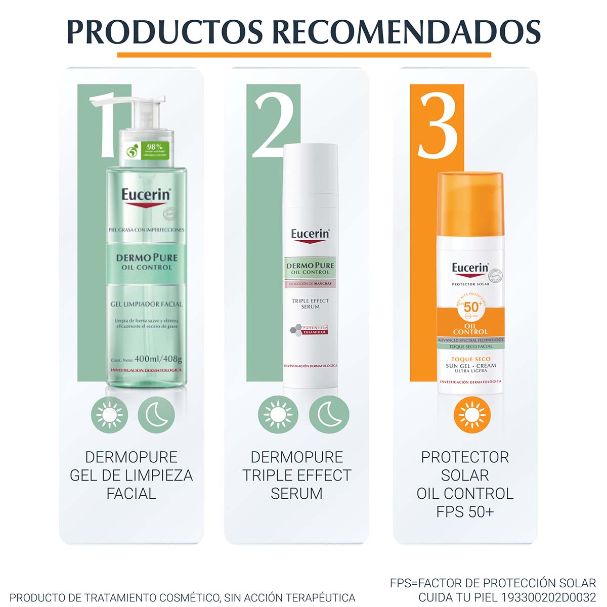 Eucerin protector solar facial matificante FPS50+ 50ml.