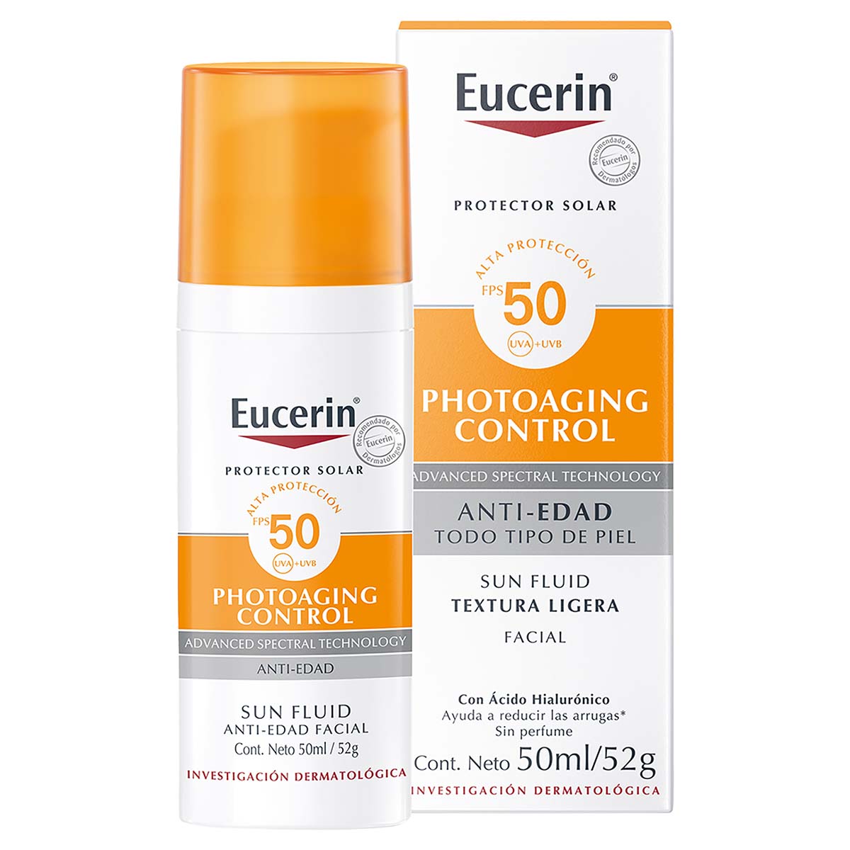 Eucerin Sun Fluido facial anti-edad FPS50+ 50 ml