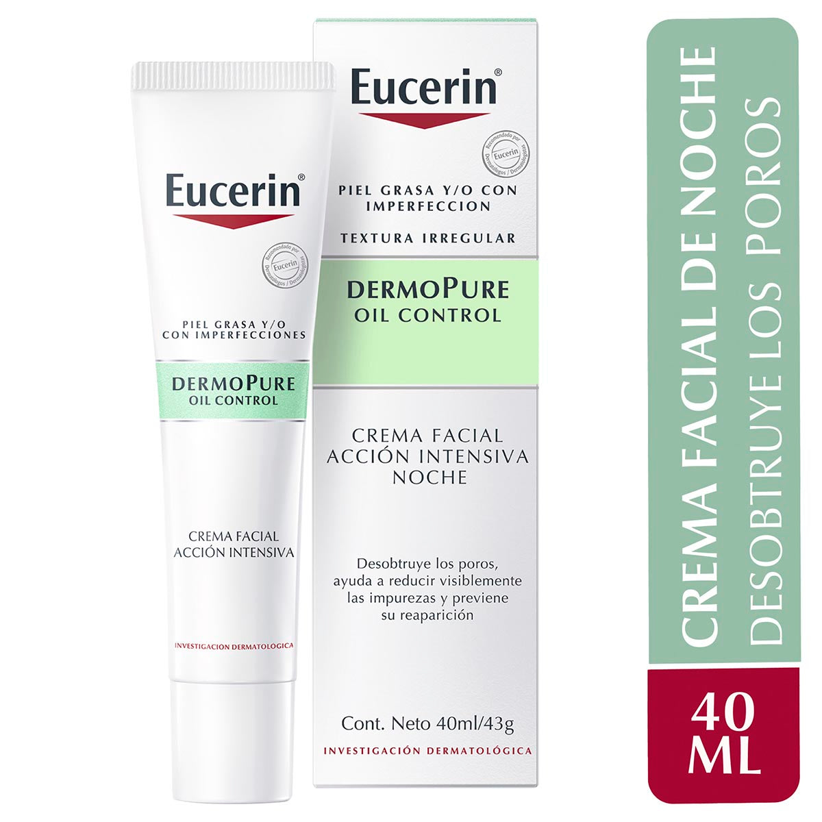 Eucerin Dermopure Crema facial de noche para piel grasa y con tendencia acneica 40 ml