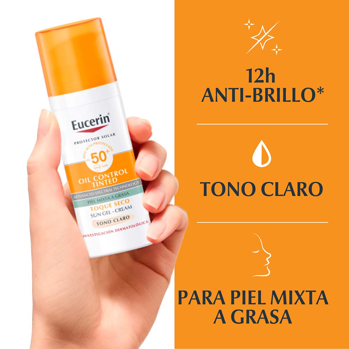 Eucerin Sun Oil Control Protector solar FPS50+ tono claro para piel grasa 50 ml