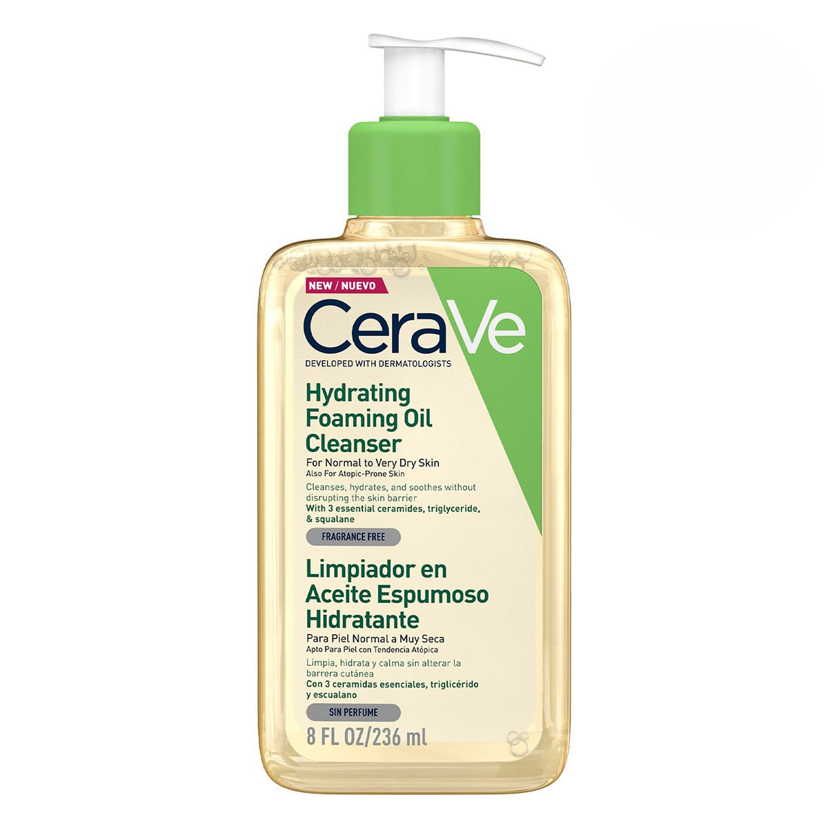 CeraVe Gel limpiador en aceite espumoso facial y corporal 236 ml