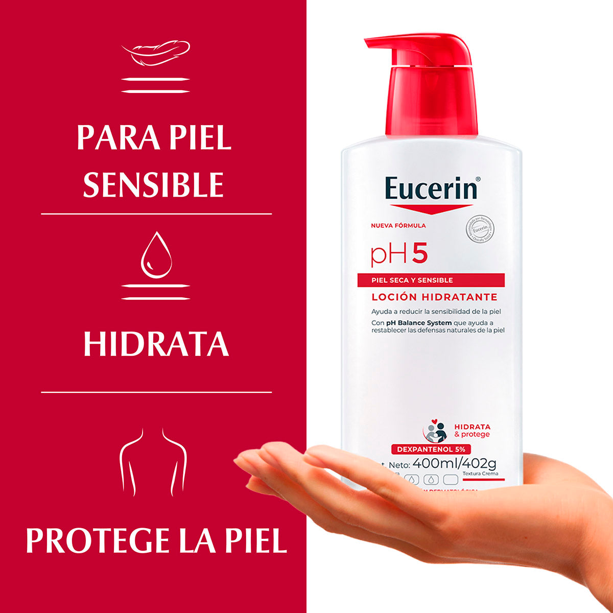 Eucerin pH5 Loción corporal hidratante para piel seca y sensible 400 ml