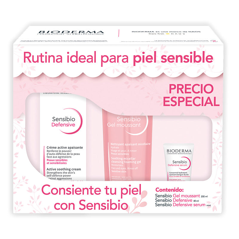 Bioderma Kit Sensibio gel moussant 200ml + Sensibio defensive 40ml + Sensibio defensive serum mini 4ml.