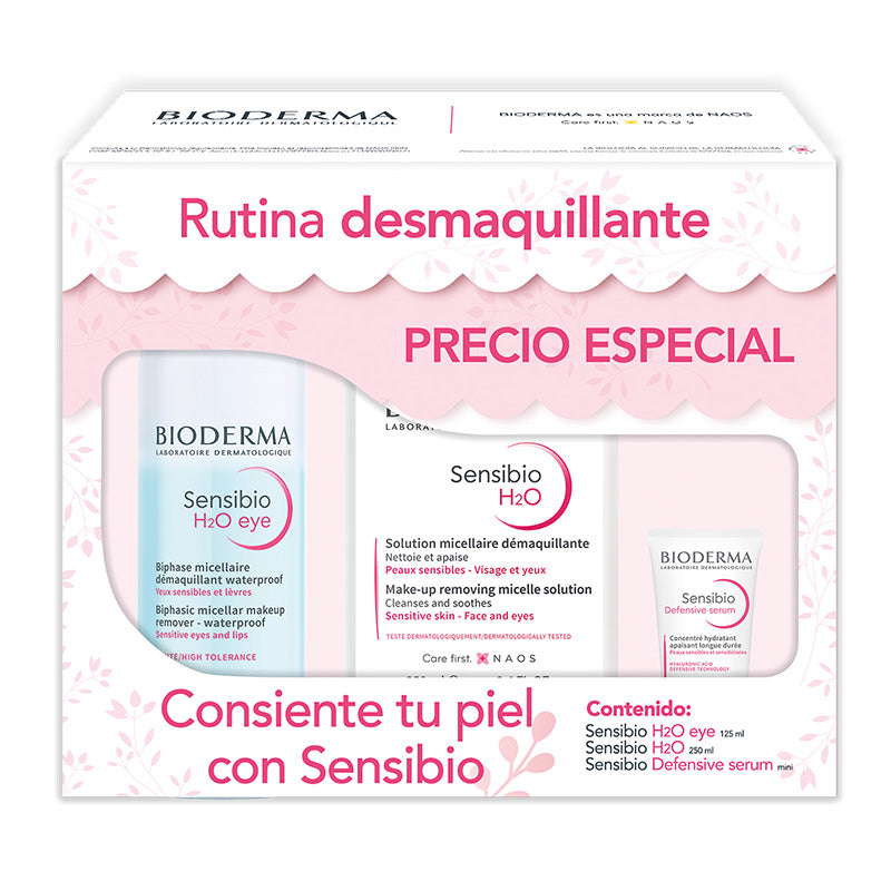Bioderma Kit Sensibio H2O eye 125ml + Sensibio H2O 250ml + Sensibio Defensive serum 4ml.