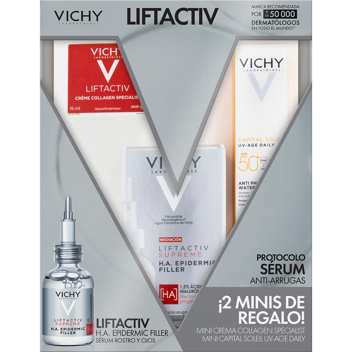 Vichy Kit Liftactiv Supreme Epidermic Filler Antiarrugas 30 ml + Capital Soleil Uv-Age Daily 15 ml + Liftactiv Crème Collagen Specialist 15 ml