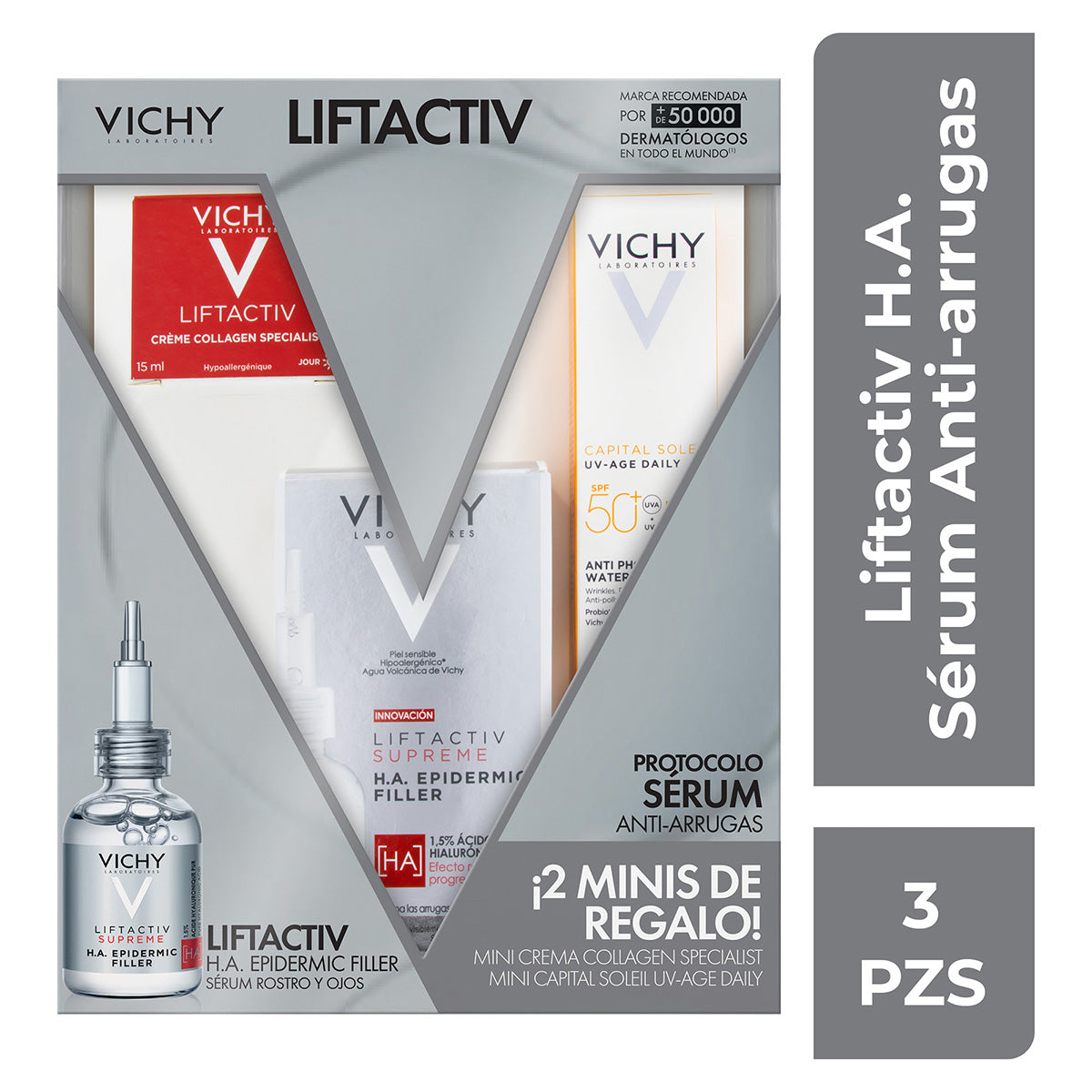 Vichy Kit Liftactiv Supreme Epidermic Filler Antiarrugas 30 ml + Capital Soleil Uv-Age Daily 15 ml + Liftactiv Crème Collagen Specialist 15 ml