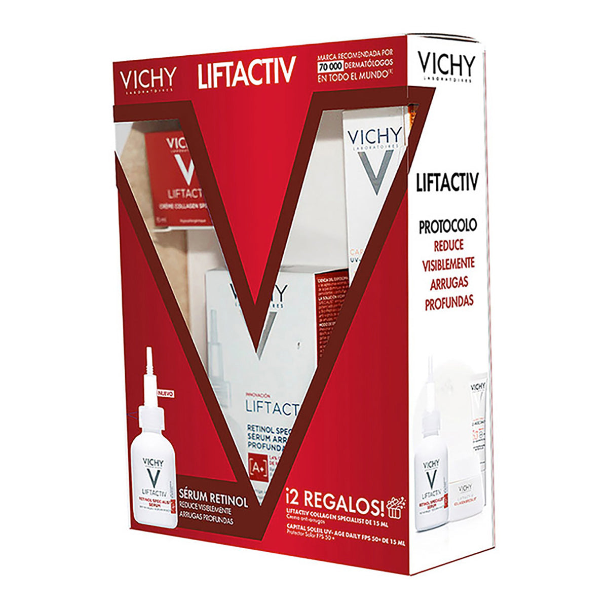 Vichy Kit Liftactiv retinol specialist Sérum arrugas profundas 30 ml + Liftactiv specialist Crema 15 ml + Capital soleil uv-age daily 15 ml