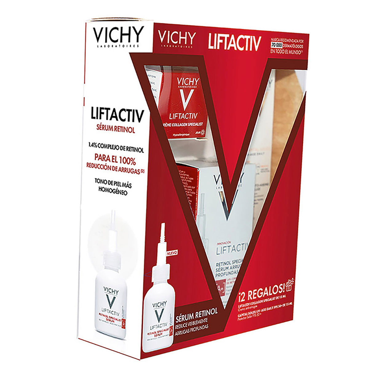 Vichy Kit Liftactiv retinol specialist Sérum arrugas profundas 30 ml + Liftactiv specialist Crema 15 ml + Capital soleil uv-age daily 15 ml