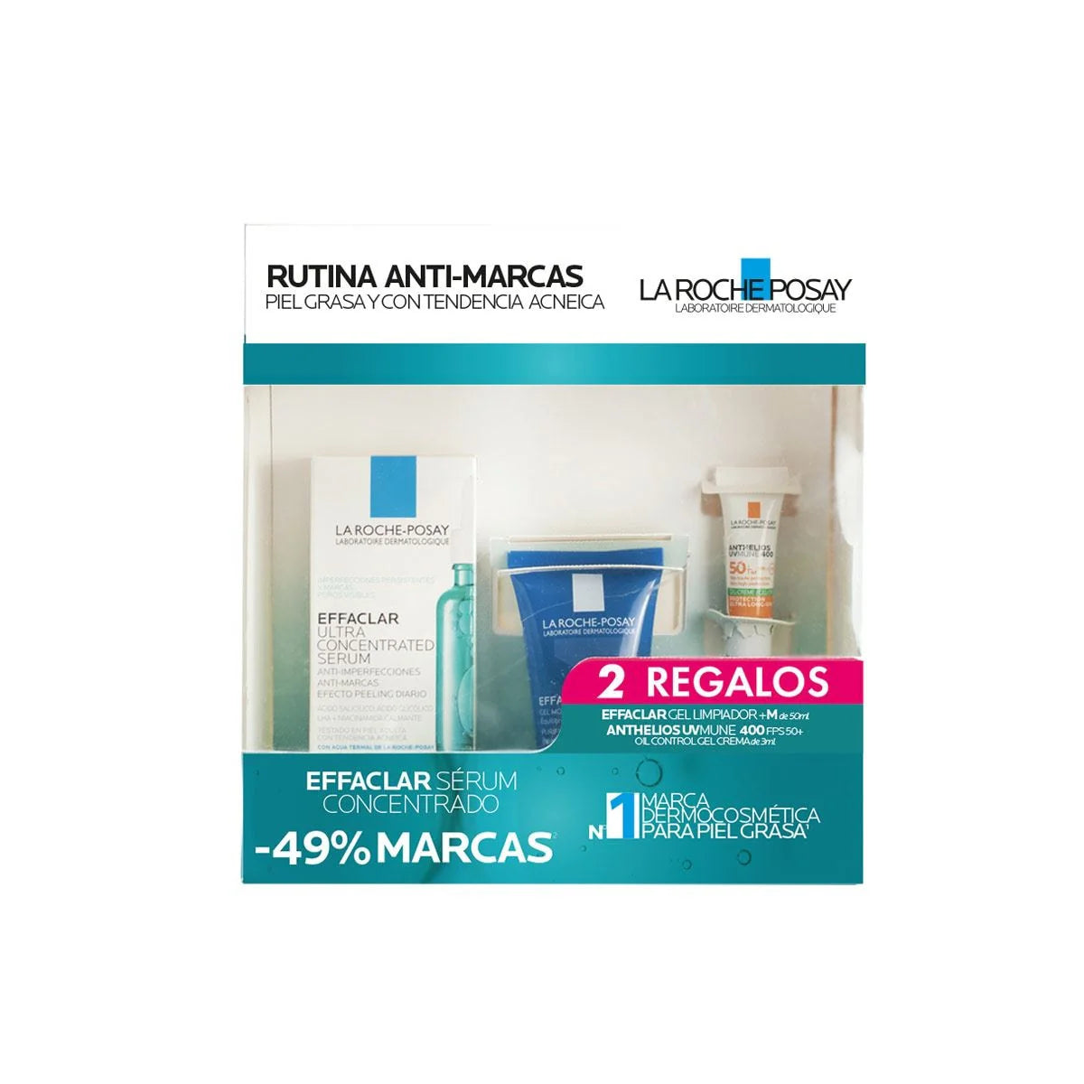 La Roche Posay kit-effaclar serum ultra concentrado 30ml+effaclar gel moussant 50ml+anthelios uv mune 400 3ml