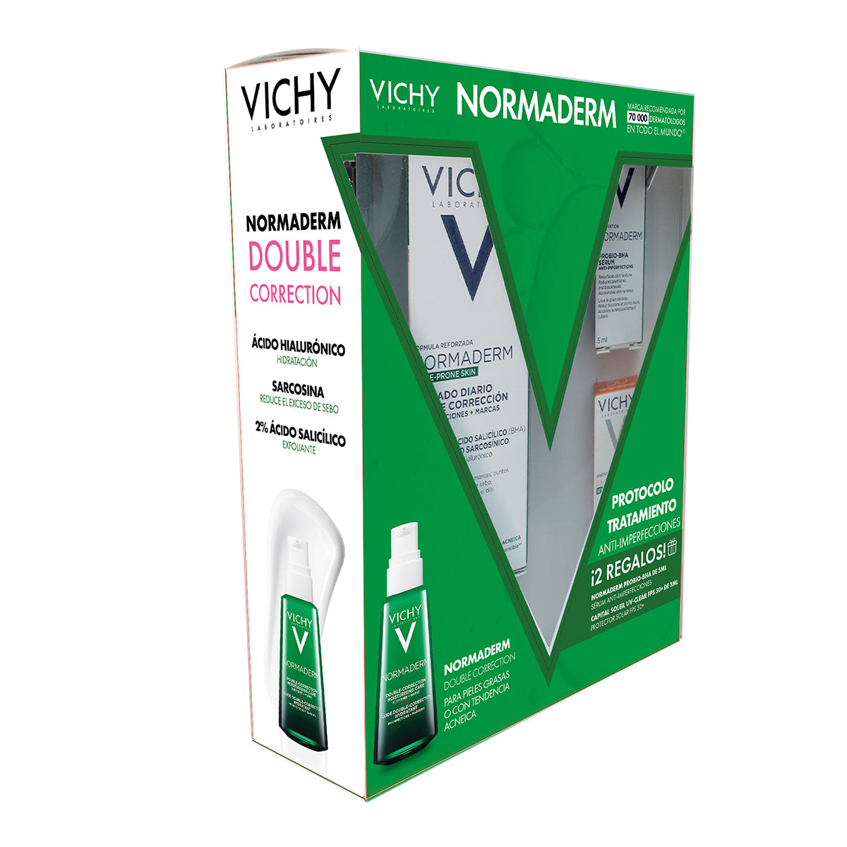 Vichy Kit Normaderm tratamiento anti-imperfecciones 50 ml + Normaderm anti-imperfecciones 50 ml + Normaderm Sérum anti-imperfecciones 5 ml + Capital soleil uv-mune clear 3 ml