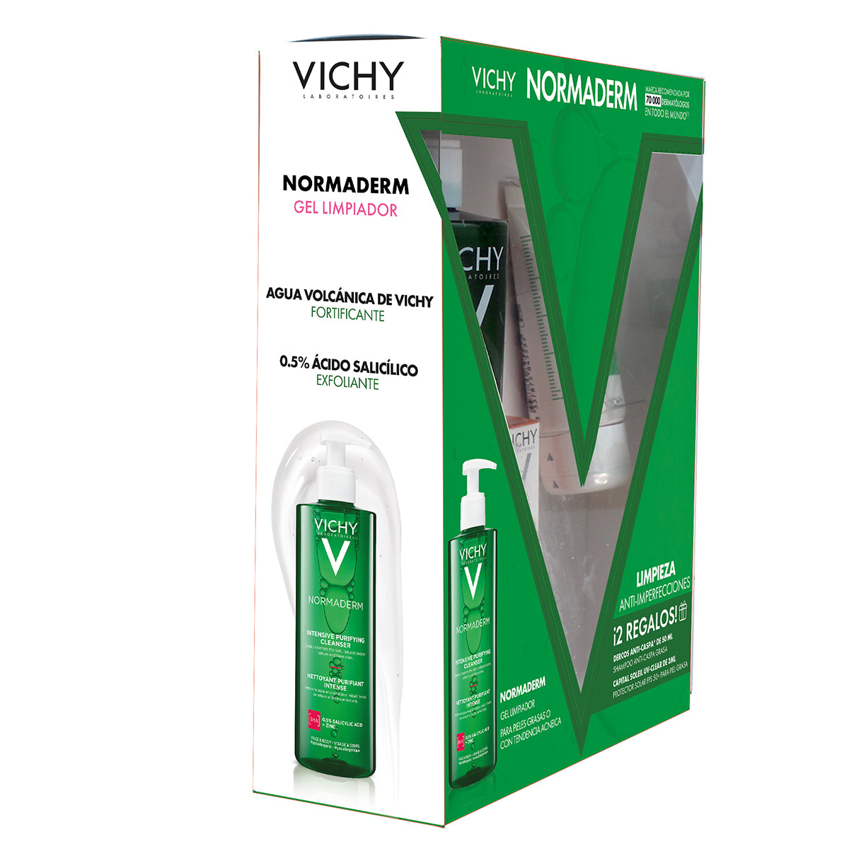 Vichy Kit Normaderm intensive purifying cleanser 400 ml + Dercos anti dandruff 50 ml + Capital soleil uv-clear spf50+ 3 ml