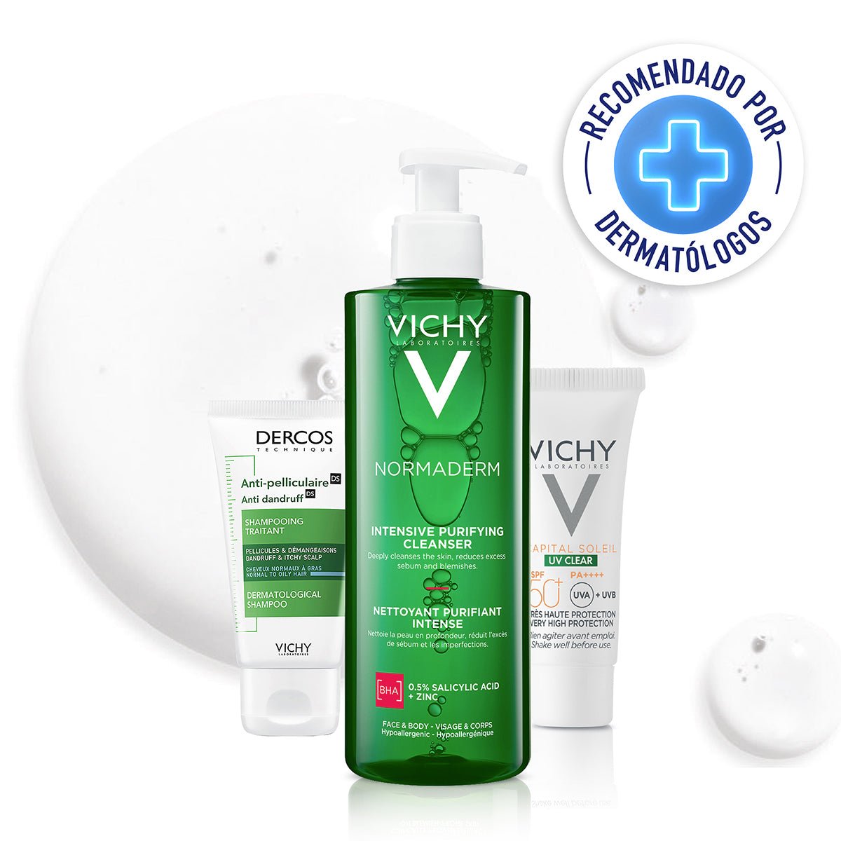 Vichy Kit Normaderm intensive purifying cleanser 400 ml + Dercos anti dandruff 50 ml + Capital soleil uv-clear spf50+ 3 ml