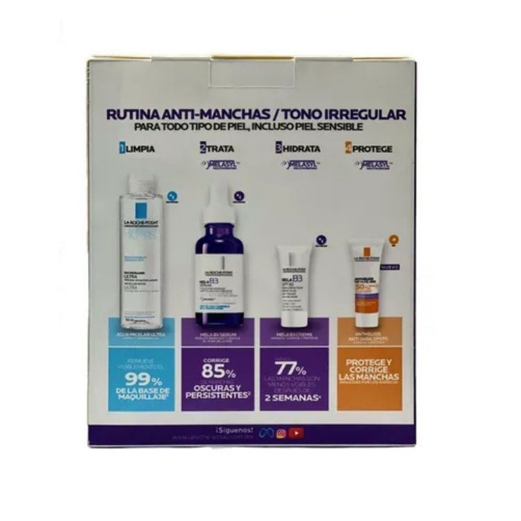 La Roche Posay Kit Mela B3 Serum 30 ml + Agua Micelar Ultra 50 ml + Mela B3 Crema 3 ml + Anthelios UV Mune Anti-Dark Spots 3 ml