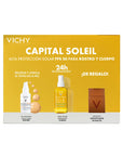 Vichy Kit Capital Soleil Agua de Protección Solar SPF50 200 ml + Capital Soleil UV-Age Daily SPF 50+ 40 ml + Identificador de Maleta