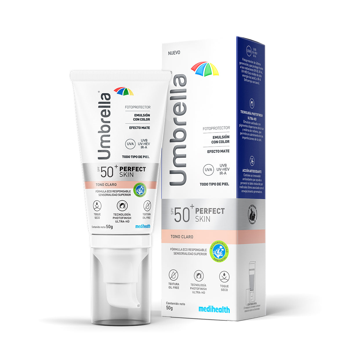 Italmex Umbrella Perfect Skin SPF50+ Tono claro Para todo tipo de piel 50 gr