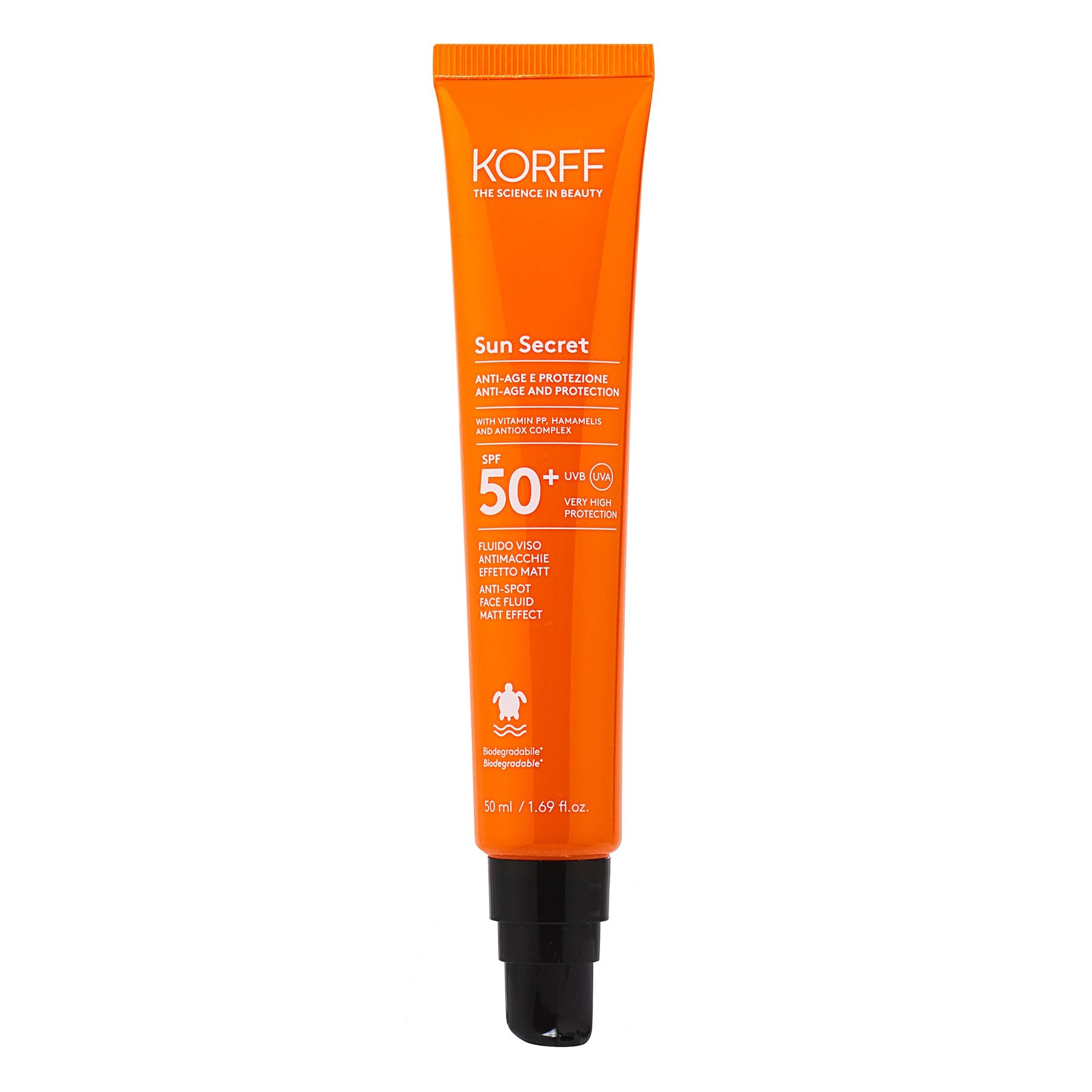 KORFF Sun Secret Anti-Age Protección Antimanchas Fluido Facial Efecto Mate SPF 50+.