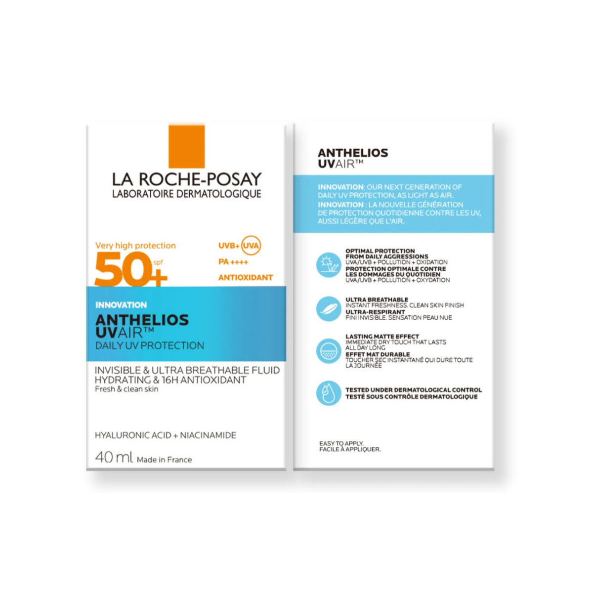 La Roche-Posay Protector Solar Anthelios UV Air FPS 50+ Fluido ligero invisible oil-free para piel sensible, mixta y grasa 40 ml