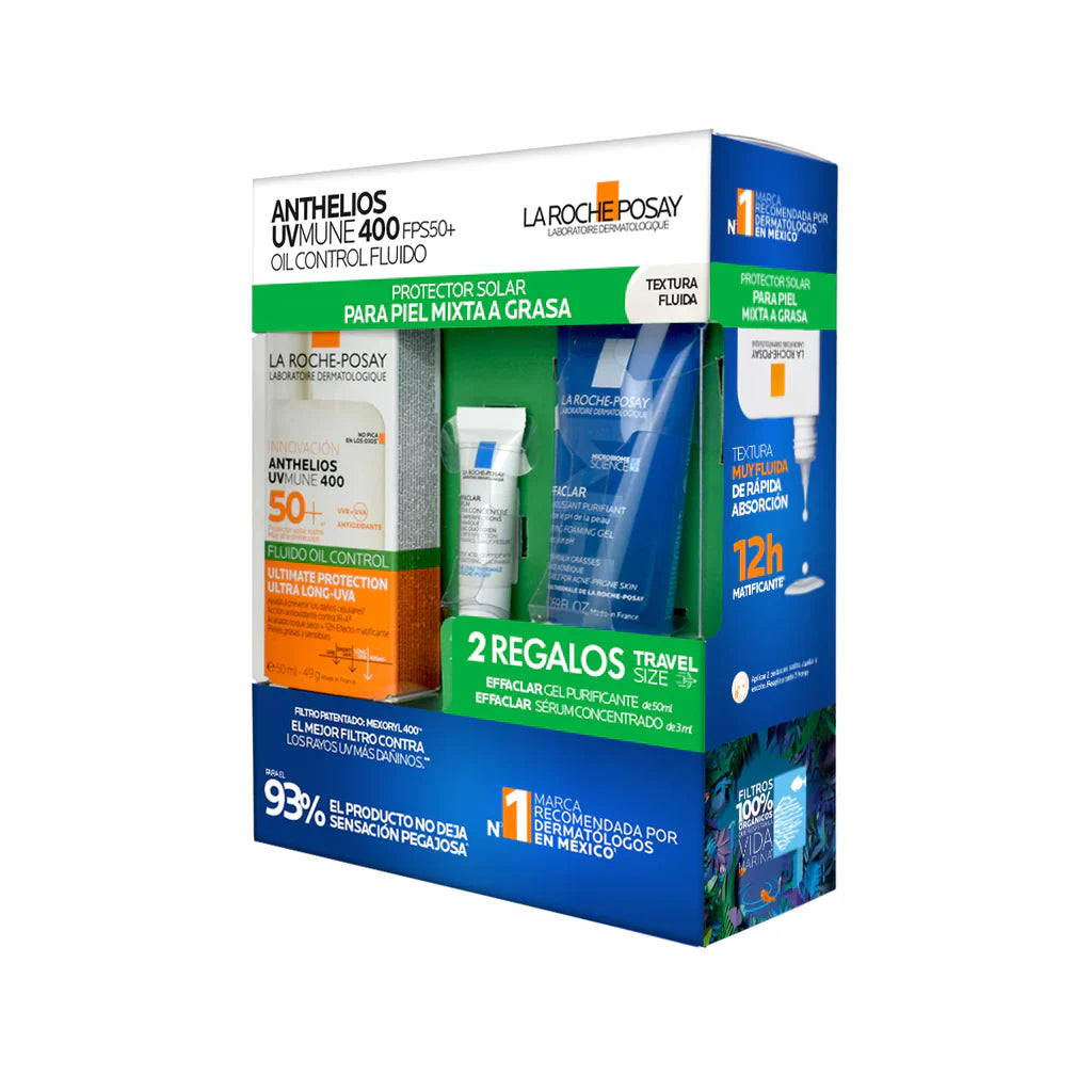 La Roche-Posay Kit Anthelios UVMUNE 400 Oil Control + Effaclar Gel Moussant + Effaclar Serum
