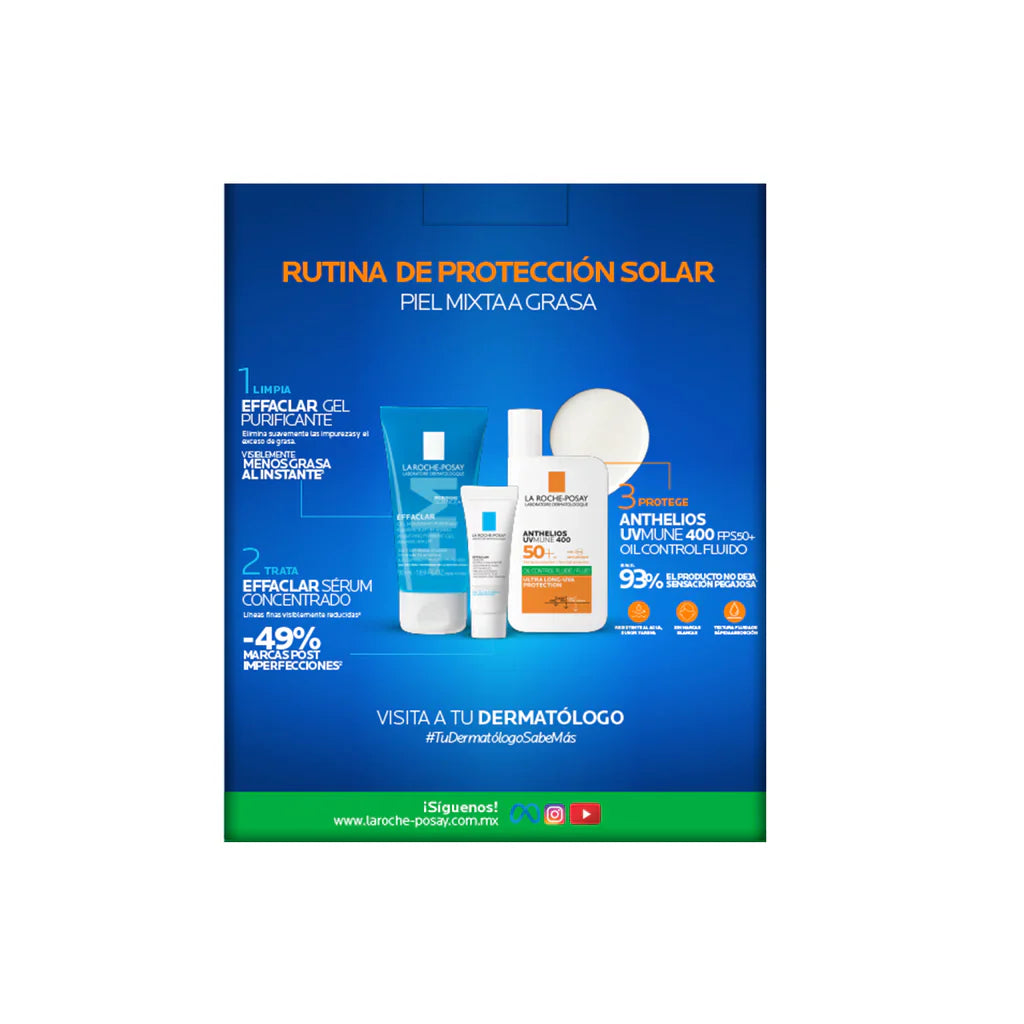 La Roche-Posay Kit Anthelios UVMUNE 400 Oil Control + Effaclar Gel Moussant + Effaclar Serum