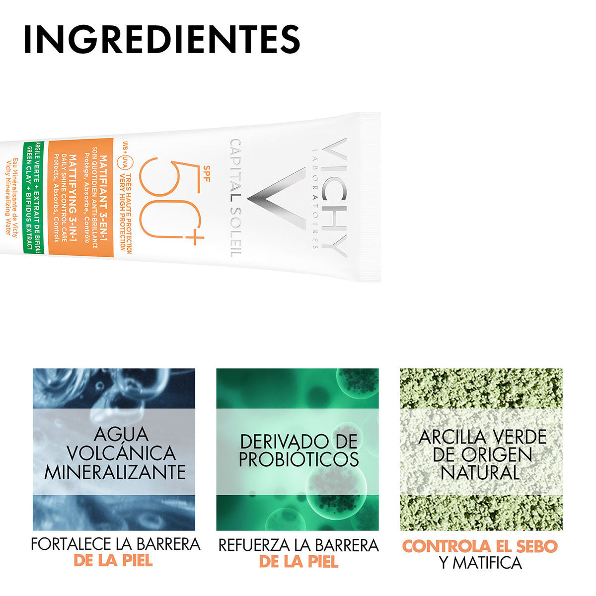 Vichy Capital soleil Matificante 3 en 1 fps50+ Protección solar para piel mixta a grasa 50 ml