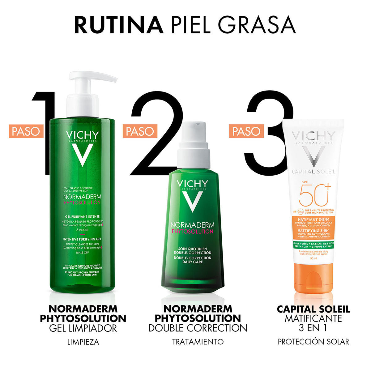 Vichy Capital soleil Matificante 3 en 1 fps50+ Protección solar para piel mixta a grasa 50 ml