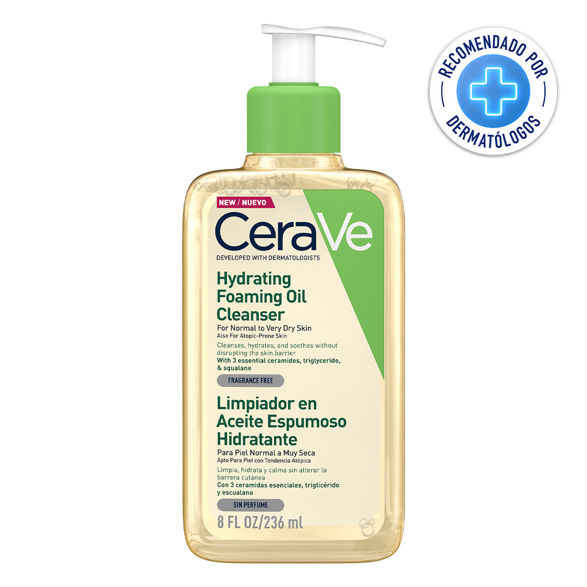 CeraVe Gel limpiador en aceite espumoso facial y corporal 236 ml