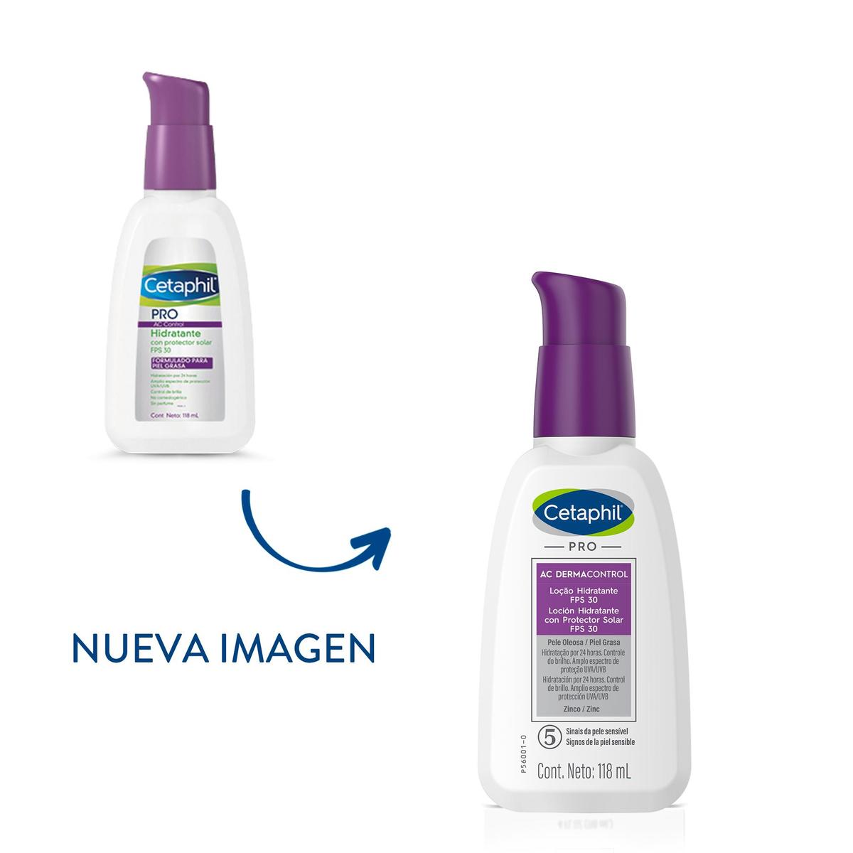 Cetaphil PRO AC Dermacontrol Hidratante facial con FPS30 para piel grasa 118 ml