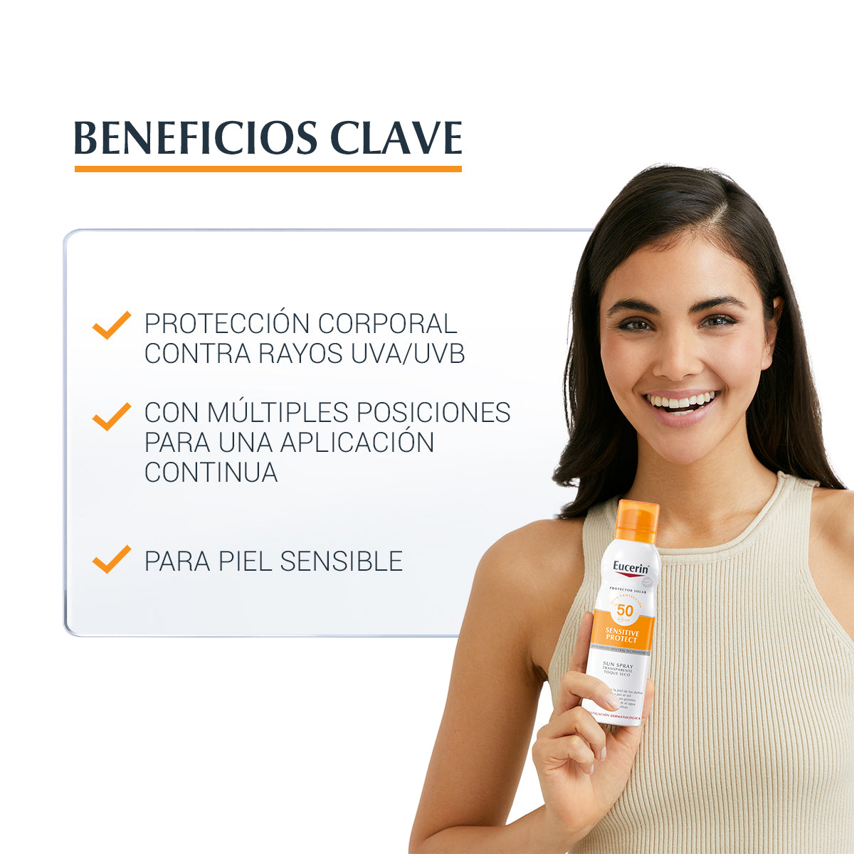 Eucerin Sun Protector solar corporal en spray para piel sensible FPS50+ 50 ml