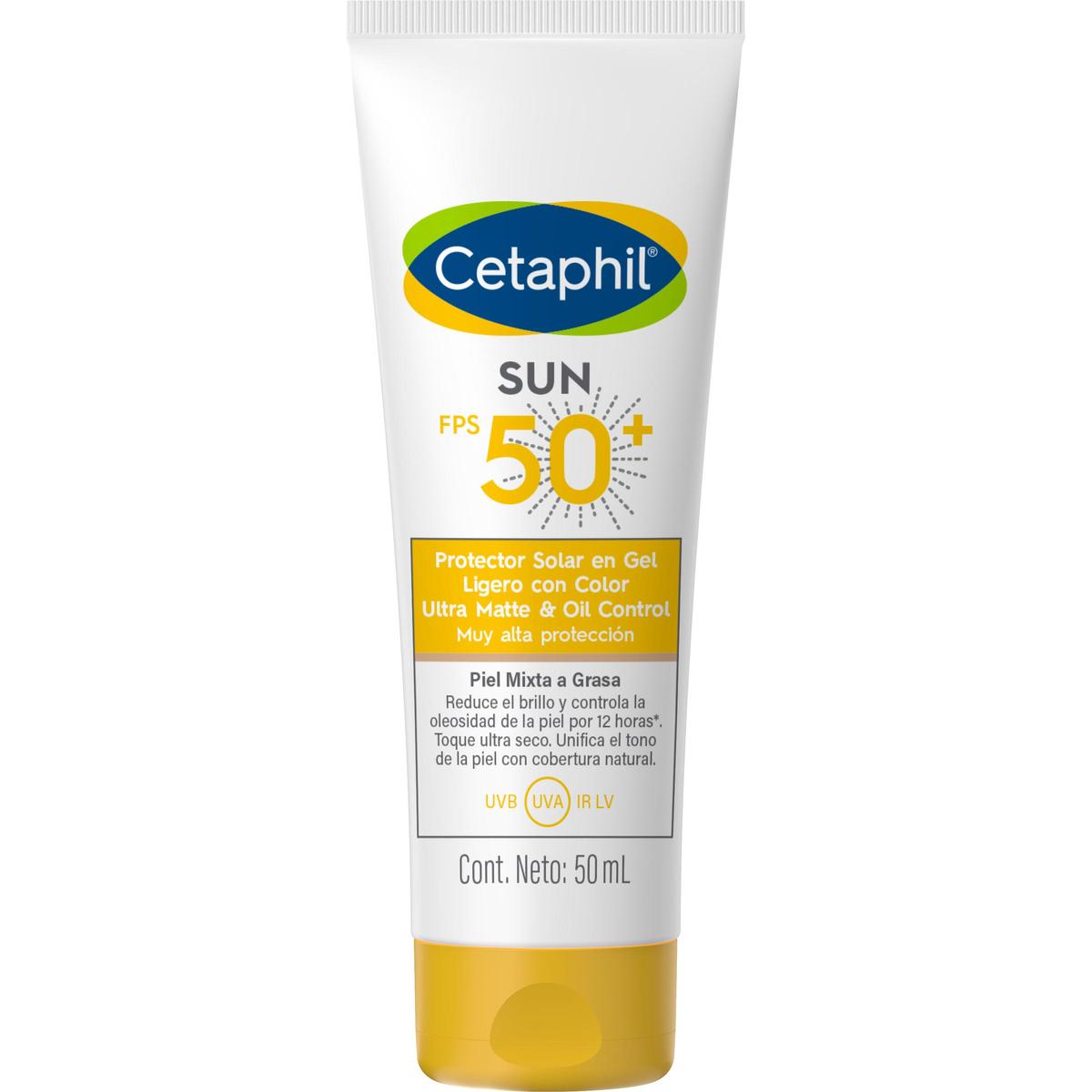 Cetaphil Sun Oil Control Gel protector solar con color FPS50+ para piel grasa 50 ml