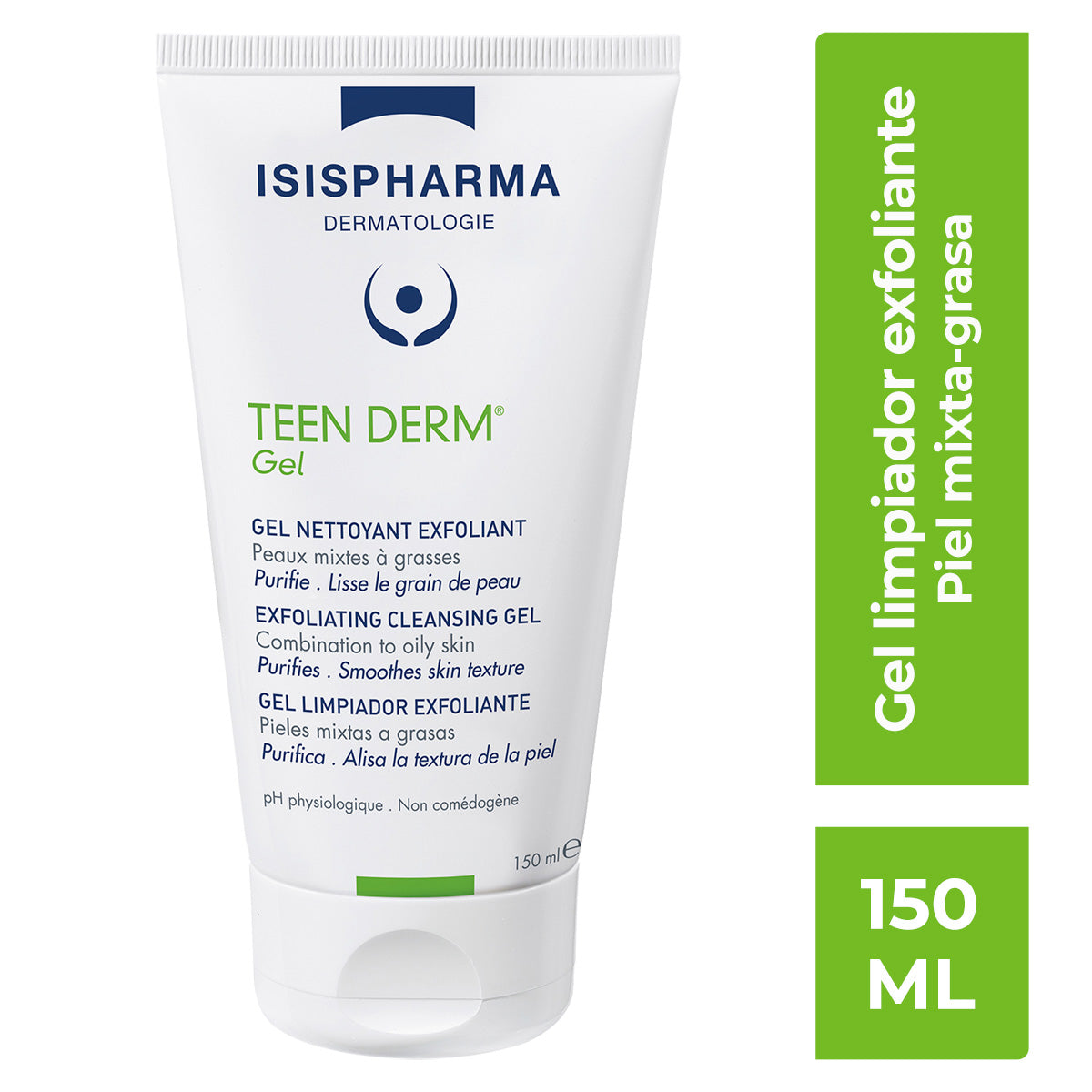Isispharma Teen derm gel exfoliante para pieles mixtas a grasas 150ml.