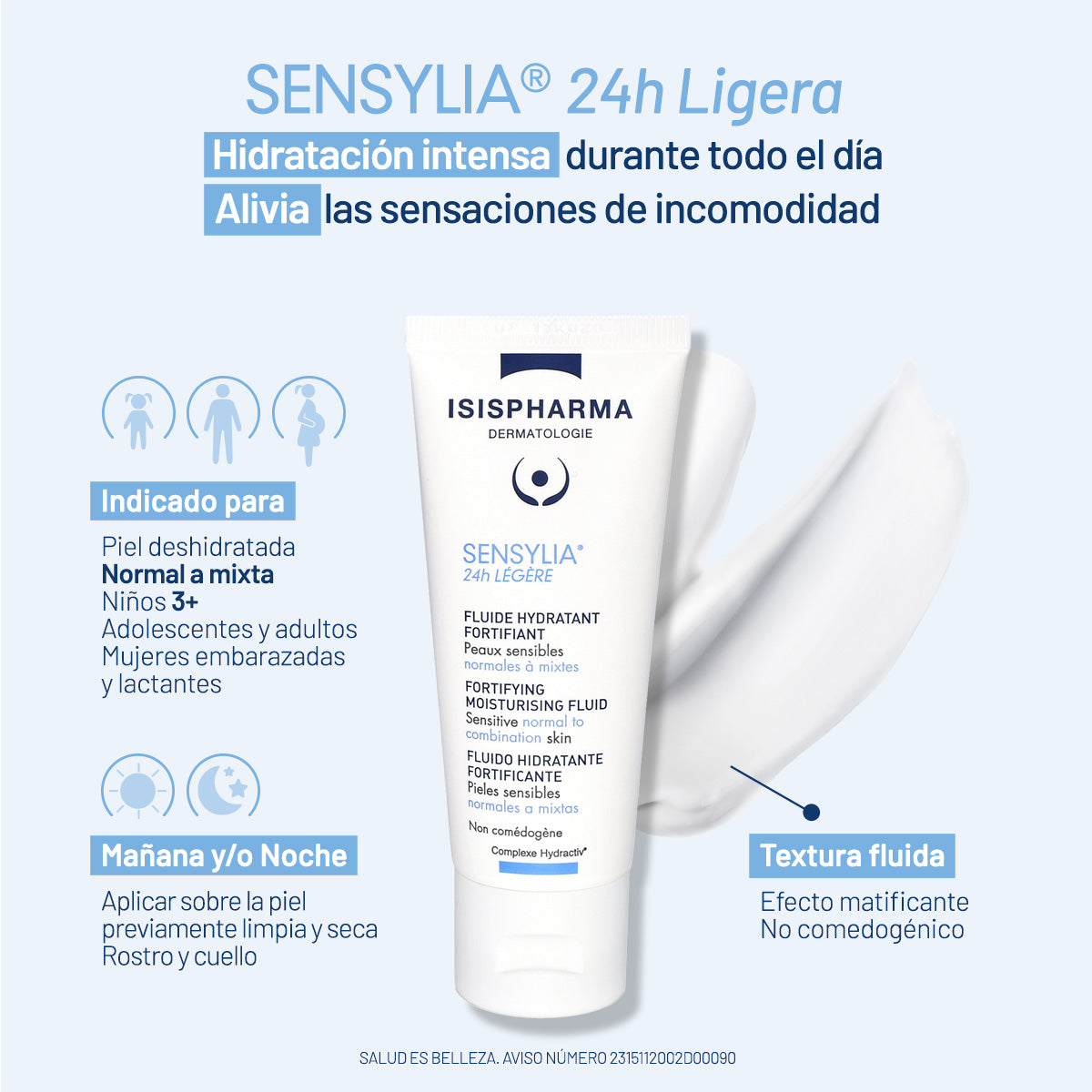 Isispharma sensylia 24h fluido hidratante 40ml.