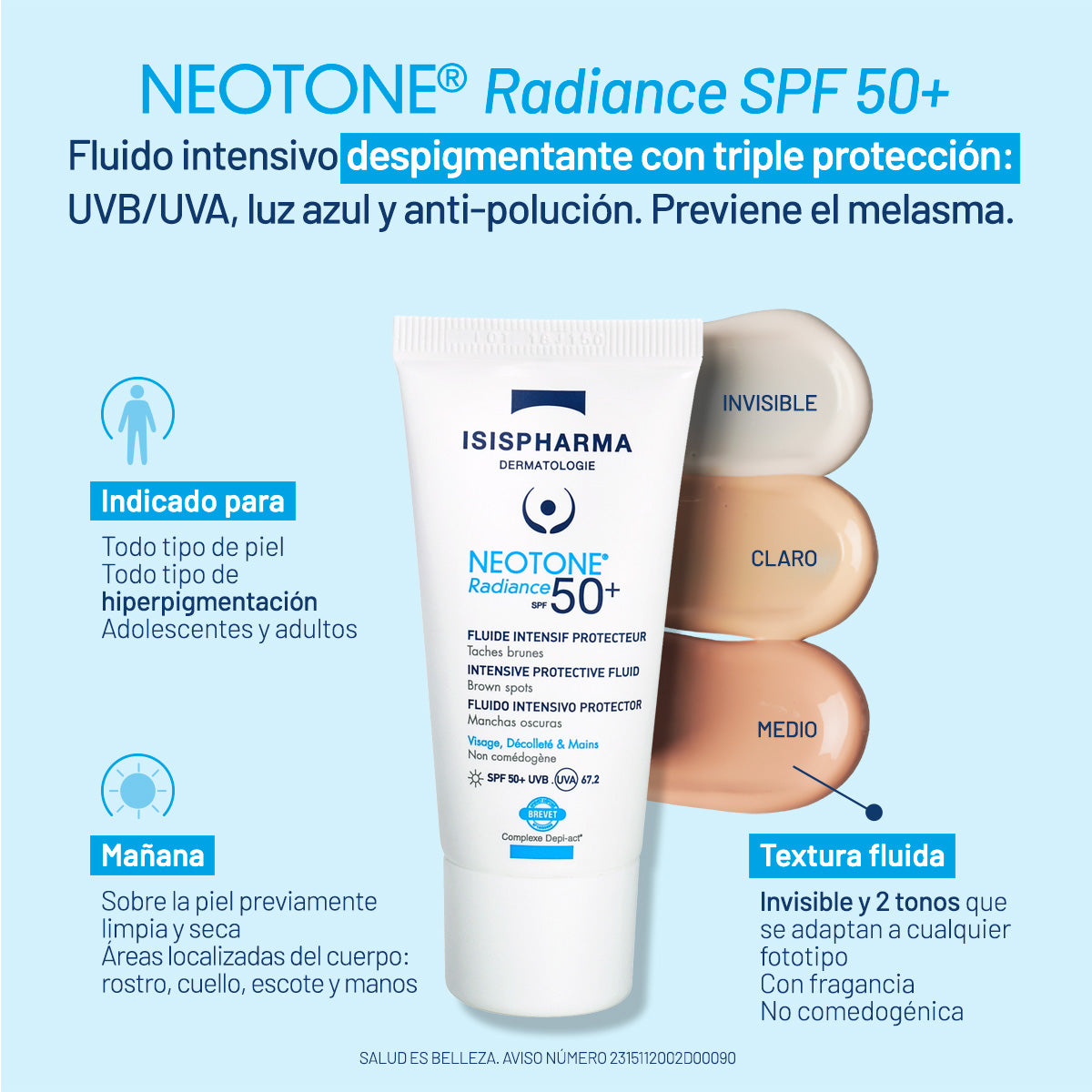 Neotone radiance fps 50+ tono claro 30ml.